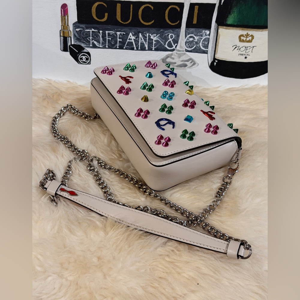 🔥 CHRISTIAN LOUBOUTIN PALOMA STUDDED SHOULDER BAG - Picture 5 of 12